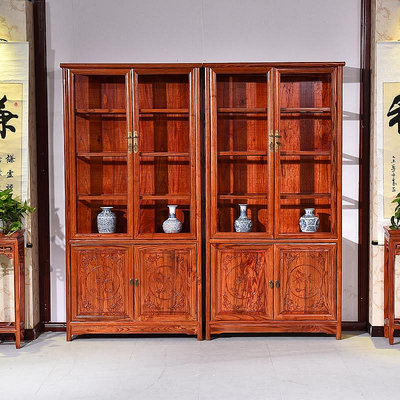 【現貨】明清仿古中式實木家具展示柜貨物柜玄關柜書柜門廳柜南榆木