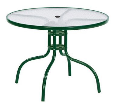 [家事達] OA-277-1 休閒玻璃90圓桌(綠腳/90圓玻)