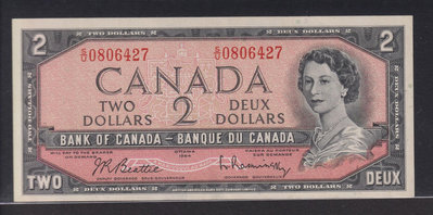 【二手】 外國老紙幣加拿大1954年女皇 9.5品左右 經典設計精1973 錢幣 紙幣 硬幣【經典錢幣】