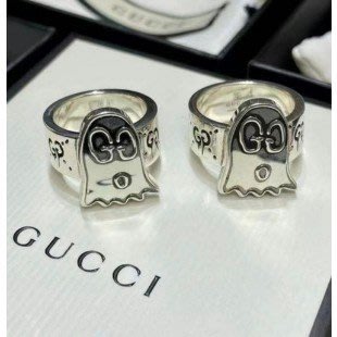正品 Gucci 古馳 經典款 Ghost 精靈系列 925 銀戒指 對戒