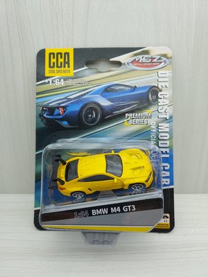 全新包裝 CCA 1:64~寶馬 BMW M4 GT3 黃色 避震效果 螺絲底盤 合金滑行車
