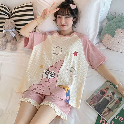 時促銷韓版夏季爆款睡衣女短袖可愛卡通學生大碼寬鬆洋氣公主風家居服可外穿