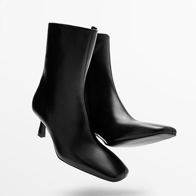100％原廠 massinno dutti女鞋年春季休閑真皮方頭細跟馬丁靴通勤舒適高跟側拉鏈短靴