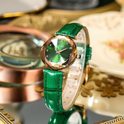 熱銷 新款GUOU時尚女錶尖頂錶盤韓版切割鏡面皮帶防水學生手錶腕錶石英錶女392 WG047