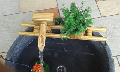 【路卡傢飾～園藝造景】 竹製接水器(M) 竹漏 流水組 魚缸 竹器 竹覓 景觀 竹鼓