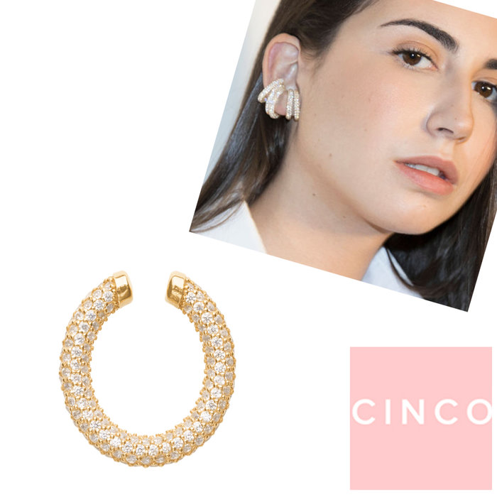 CINCO 葡萄牙精品 Arlo Earring 925純銀鑲24K金 C型圓耳環 無耳洞女孩必備