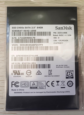 SanDisk/閃迪 Z400s 64GB SATA 固態硬碟