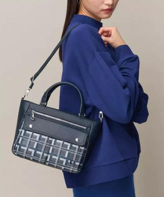 專櫃PORTER - 亮眼格紋MATT手提包（深藍色）Zara