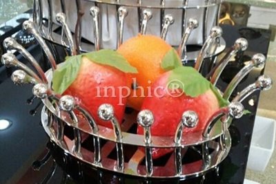 INPHIC-橢圓形不鏽鋼皇冠麵包籃 水果點心盆架 自助餐酒店用品架