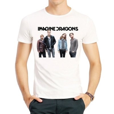 【可選兒童尺寸】夢龍樂隊T恤衫歐美短袖印花白色衣服男女Imagine Dragons T-shirt
