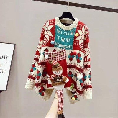 新品特價 韓系時尚氣質圓領立體雪人娃娃針織毛衣上衣