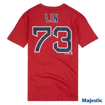 新莊新太陽 MLB 大聯盟 6730273-150 波士頓 紅襪 林子偉 73號 T恤 紅 特880