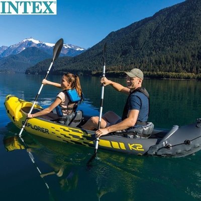 正品INTEX二人充氣船兩人充氣艇獨木舟單人橡皮劃艇2人 限時折扣優惠大放送~