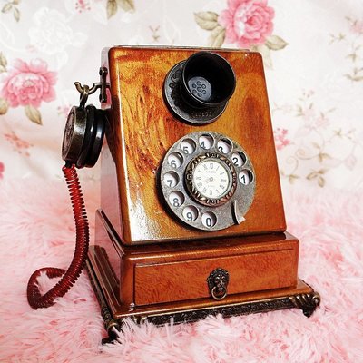 現貨擺件特價迷你小號 帶時鐘電話機模型 復古模型家居裝飾品171系列可選