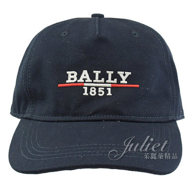 【茱麗葉精品】全新精品 BALLY 6301138 品牌電繡LOGO帆布棒球帽/遮陽帽.深藍 現貨