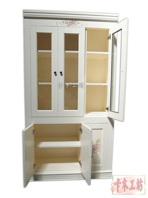 卡木工坊 玻璃拉門書櫃  白色  改色  實木書櫃 訂做  大書櫃  收納櫃 台灣製 實木家具 系統家具 現代傢俱