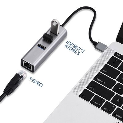 【熱賣下殺價】USB/TYPE-C四合一HUB拓展塢千兆網線轉換器有線網卡USB3.0分線器