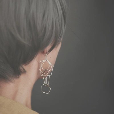 韓國 輕時尚 鍍金訂製 派對婚禮個性線條幾何六角形耳環耳 耳針可改夾式 Hermes H&amp;M Vintag 🉐️