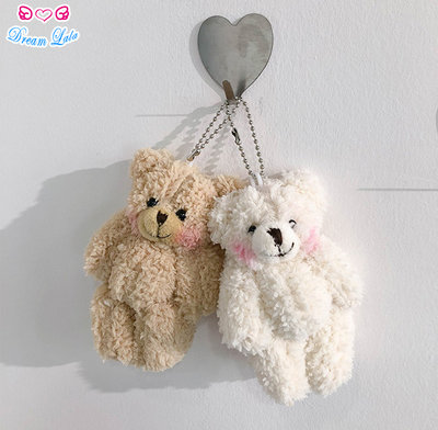 夢幻拉拉♥【預購】日系 可愛 甜美 毛絨小熊 吊飾 鑰匙圈 玩偶 娃娃機 送禮B00114
