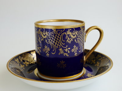 德國古董Reichbch鈷藍鈷藍濃縮咖啡杯盤組