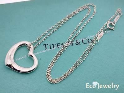 《1元起標無底價》【Tiffany&amp;Co】新款中（M)open heart愛心粗款項鍊 純銀925項鍊~專櫃真品已送洗