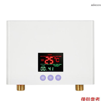 KKmoon 即熱式電熱水器 迷你智能白色變頻恆溫加熱器 家用廚房快速加熱熱水器 圓形+大顯彩屏 3000W