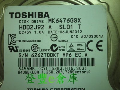 【登豐e倉庫】 YF91 Toshiba MK6476GSX 640G SATA3 筆電硬碟