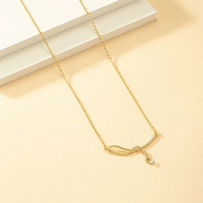 【現貨】韓版 韓系 金色水鑽鋯石打結造型項鍊項鏈