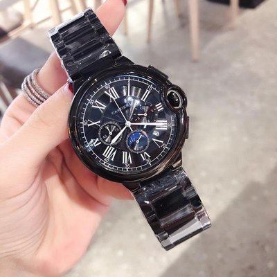 熱銷特惠 卡地亞-CARTIER 藍氣球六針 飛輪時尚潮流男表藍針氣球腕錶月相星期顯示手錶明星同款 大牌手錶 經典爆款