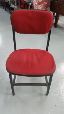 宏品二手家具館~ F52558紅布鐵椅 *書桌椅 電腦椅 讀書椅 辦公椅 會議椅 洽談桌椅 中古傢俱拍