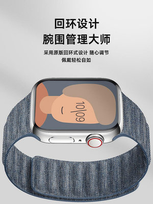 watchbond適用apple watch ultra/2手表蘋果磁吸帆布表帶iwatch S8/9運動7智能6創意5高級感4男生s3女生2腕帶