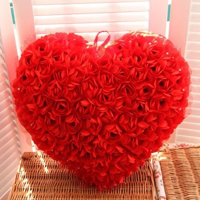 立體花朵愛心99朵紅玫瑰花抱枕靠墊車用擺件結婚禮物壓床用品