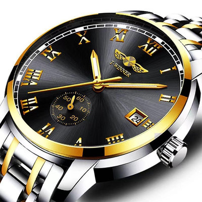 現貨男士手錶腕錶2024新款 T-winner 歐美風范男士時尚休閑鏤空 自動機械手錶