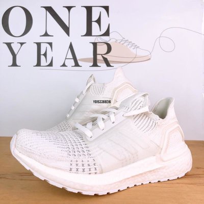 【正品】ONE YEAR_ Adidas Ultra Boost 19 5.0 白色 全白 針織 襪套 馬牌 休閒 G54008潮鞋