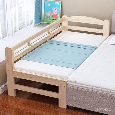 包郵床加寬實木床松木床床架加寬床加長床兒童單人床拼接床可定製