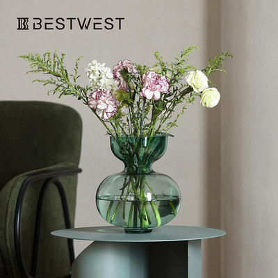 花瓶北歐透明水培玻璃花瓶 家居裝飾品綠燈籠花器擺件