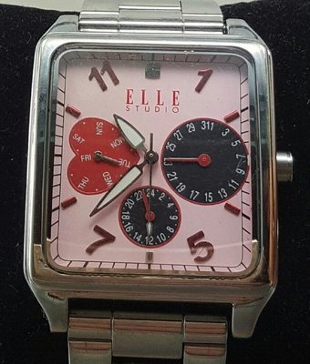 OQ精品腕錶   瑞士ELLE多功能石英中性錶日期，星期，24小時不含龍頭34MM連表頭表帶18.6公分
