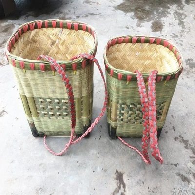 竹編製品 竹背簍竹編雙層手工家用大號成人買菜收納筐背筐背篼背籃竹簍促銷
