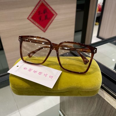 ⭐️ 香榭屋精品店 ⭐️ GUCCI 咖啡色玳瑁大方平光眼鏡 (XB9807) 近新美品