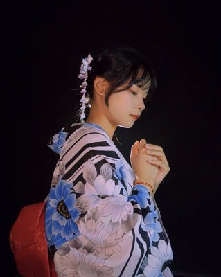 ＊水漾美人＊日本和服 浴衣 藍色紫色花朵日本浴衣+腰帶$1000