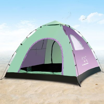 【熱賣精選】帳篷戶外野營3-4人雙人全自動野外沙灘旅游野餐防雨露營裝備