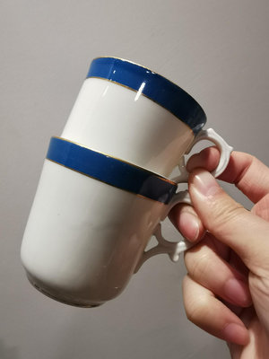 日本回流則武noritake藍色描金邊咖啡杯單杯4609