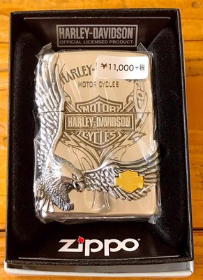 《潮流本舖》日版 正品 ZIPPO 哈雷 HARLEY 銀色 老鷹 正面浮雕 燃油打火機 煤油打火機