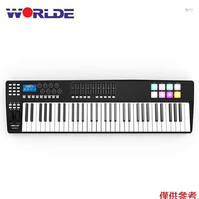 世界熊貓61 USB MIDI 主控鍵盤 61 鍵 8 個可編程打擊墊 含 USB 線 彩燈版-淘米家居配件