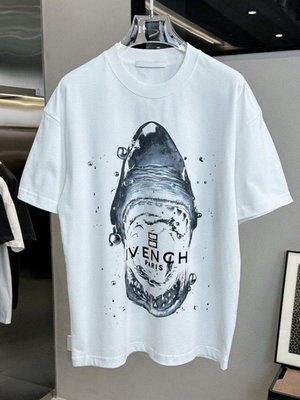 UU代購#Givenchy男鯊魚短袖純棉圓領t恤情侶男女同款夏季潮牌高級感