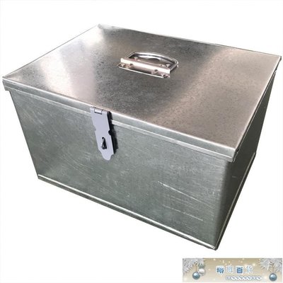 現貨熱銷-大號鐵箱子 加蓋加厚工具箱  手工箱 收納箱 手提白鐵箱帶鎖-琳瑯百貨