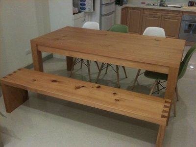 【原味手工家具】台灣檜木桌ㄇ型椅-台南 原木 家具