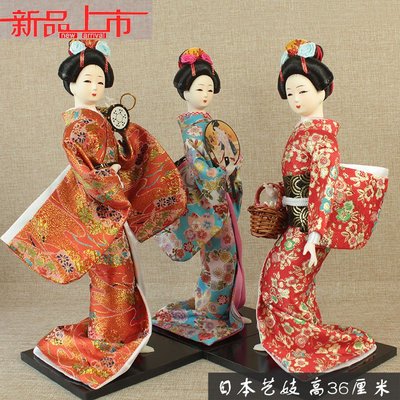 日本藝妓人偶擺件絹人和服娃娃日本料理裝飾酒店用品14寸36cm高