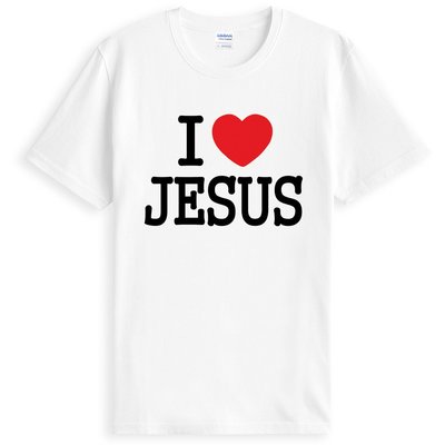 【Dirty Sweet】I Love Jesus我愛耶穌短袖棉質T恤-白色 美國棉 筒T 390 gildan