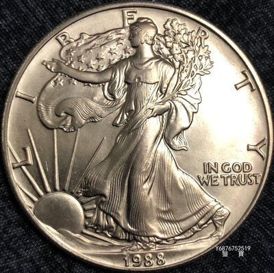 【鑒 寶】（世界各國錢幣） 美國1988年1美元行走女神1盎司大型紀念銀幣（完未品） DDS212